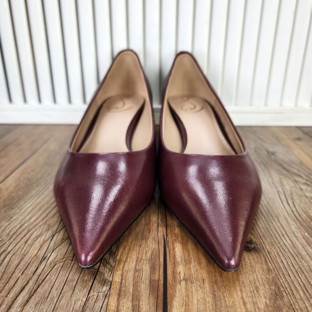 Sam Edelman Franci Burgundy Leather Kitten Heels Womens Sz 9 M Red Elegant Pump - Picture 3 of 12